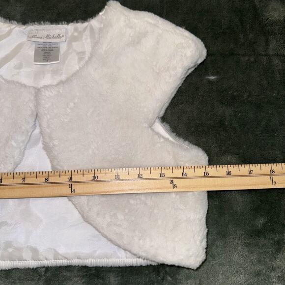 Jona Michelle Faux Fur Shrug Bolero Vest Girls 12 White Classic Dressy Cover Up - Picture 6 of 7